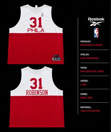 Reebok Basketball Trikot L (60) Cliff Robinson weiss/rot