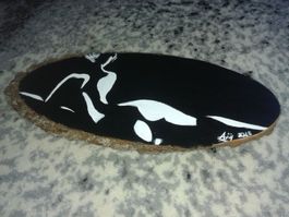 Dipinto originale bianco e nero su legno