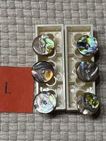 6 Perlmutt Knöpfe mit Strass / 11 mm