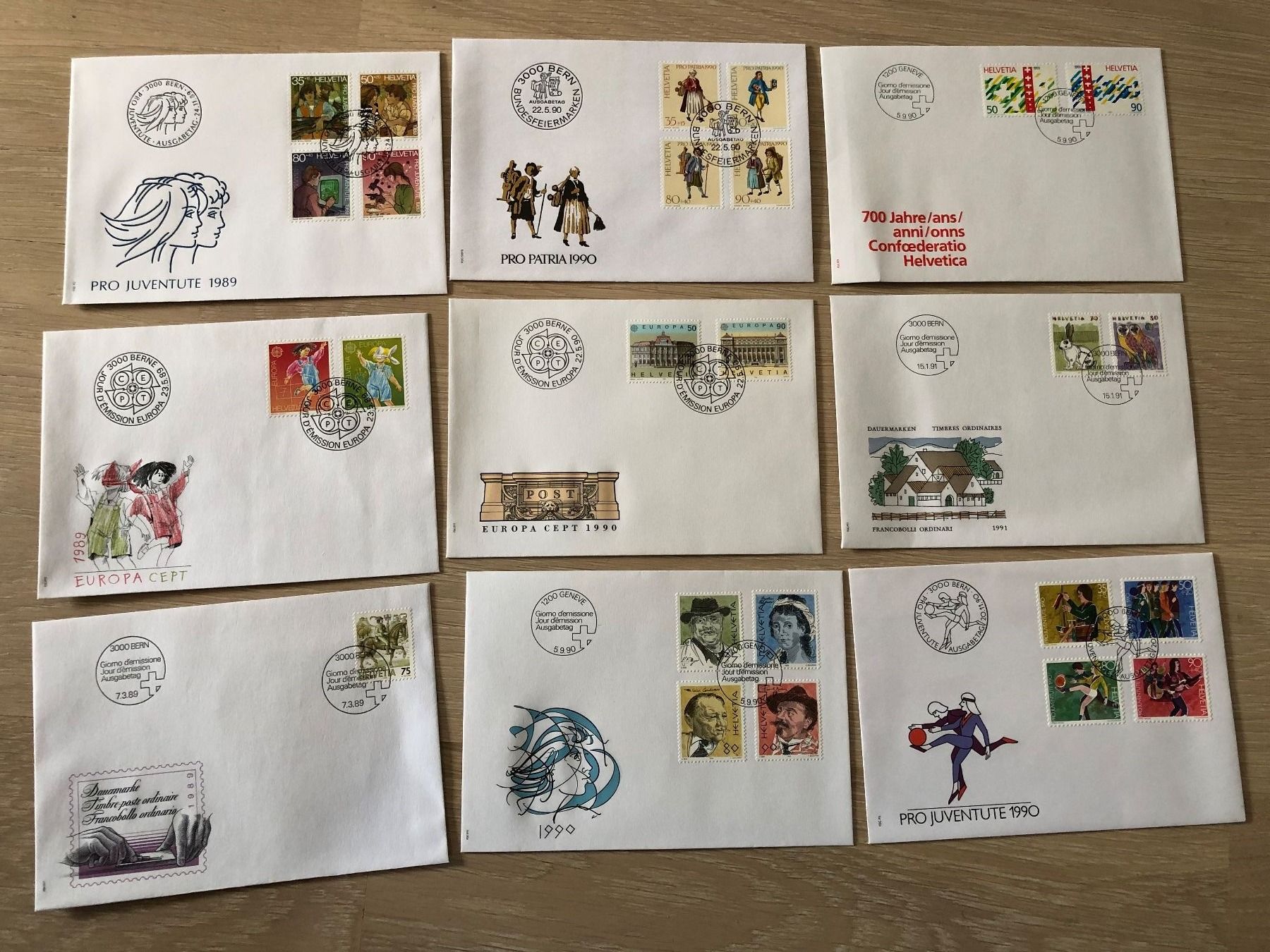 Buste & buste per spedizione: 9 verschiedene FDC Kuverts ° – Usato da Thalwil venduto da holoarte