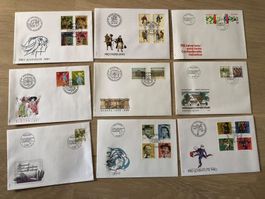 9 verschiedene FDC Kuverts °