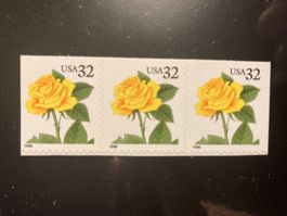 USA 1996 3er-Streifen 32c Rose selbstklebend postfrisch