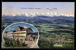 Künstler-AK Solothurn, Panorama mit Kurhaus Weissenstein und
