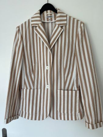 Sommerblazer gestreift beige weiß Gr. 42 Seersucker elegant