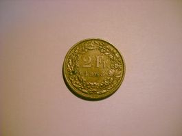 Schweizer Münze 2 Franken Jahrgang 1968