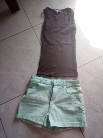Tanktop Tally Weijl XS und Shorts H&M 14y mintgrün gut