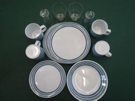 Camping Geschirrset Melamin 20-teilig, BRUNER blauweis, NEU