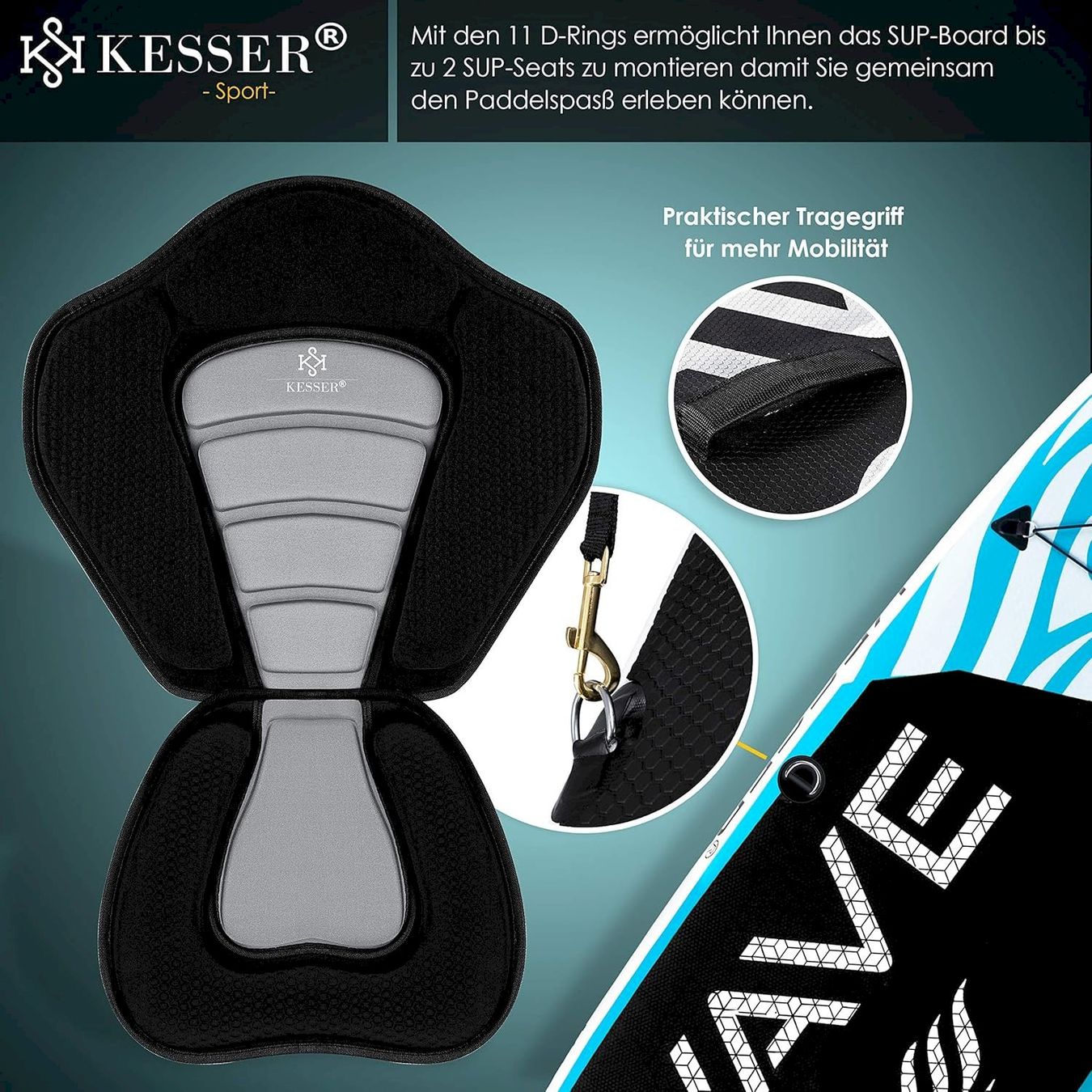 Surf: KESSER Aqua SUP Board Set 320cm hellblau – Neuf avec emballage d'origine à Bottighofen par zaap 7