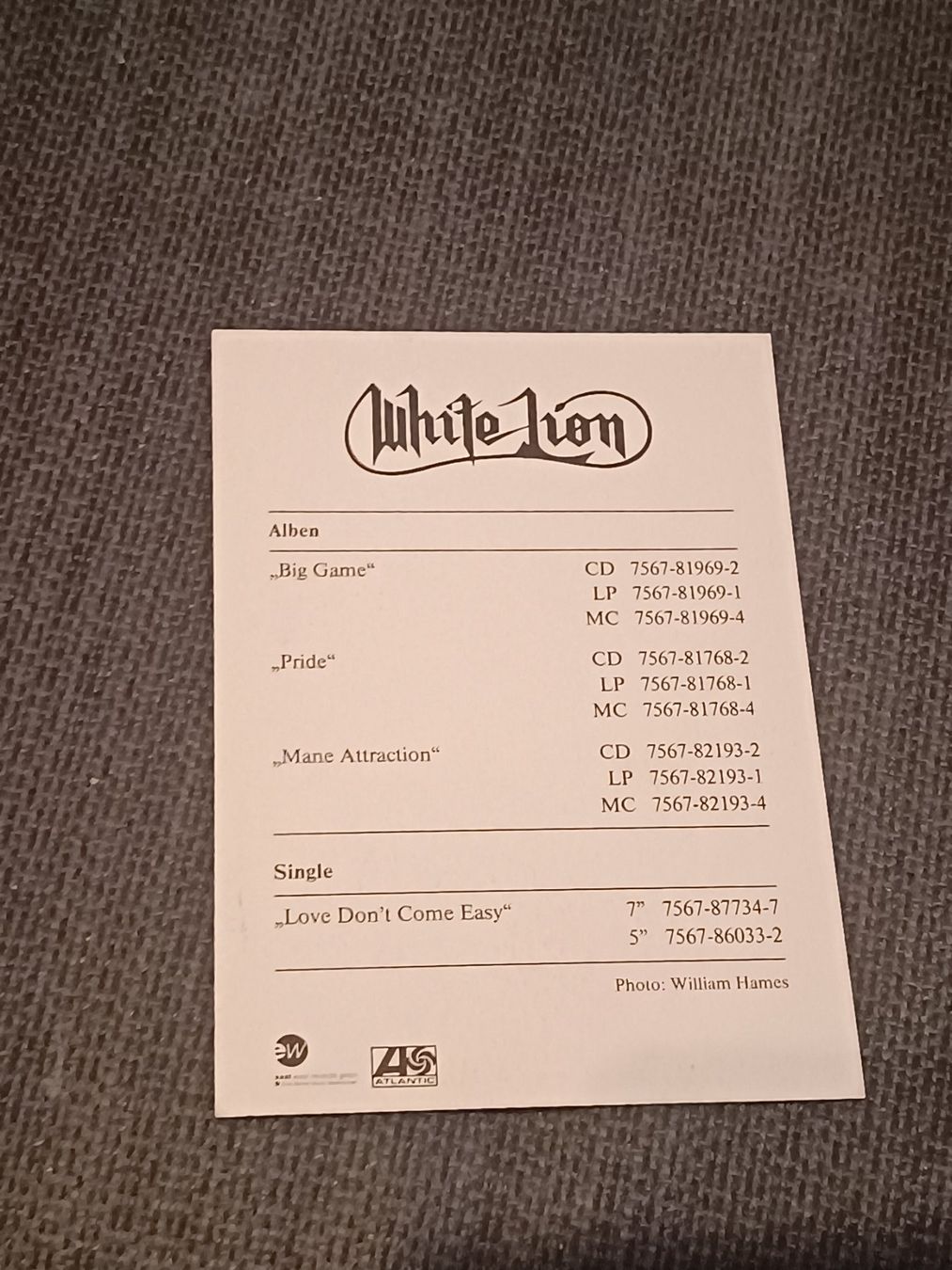 Autogramme: White Lion - original Autogramm – Gebraucht aus Menziken von Artographs 1