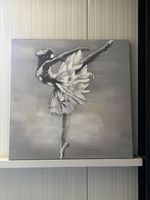 Grand tableau moderne Ballerina  100×100cm  tons gris