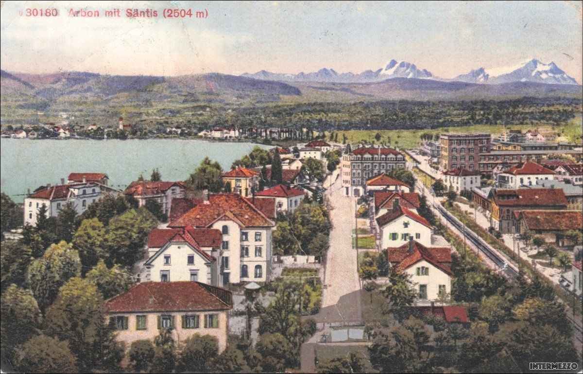 Cartoline postali: Arbon mit Säntis // Litho // Bahnhof – Usato da Basel venduto da intermezzo12