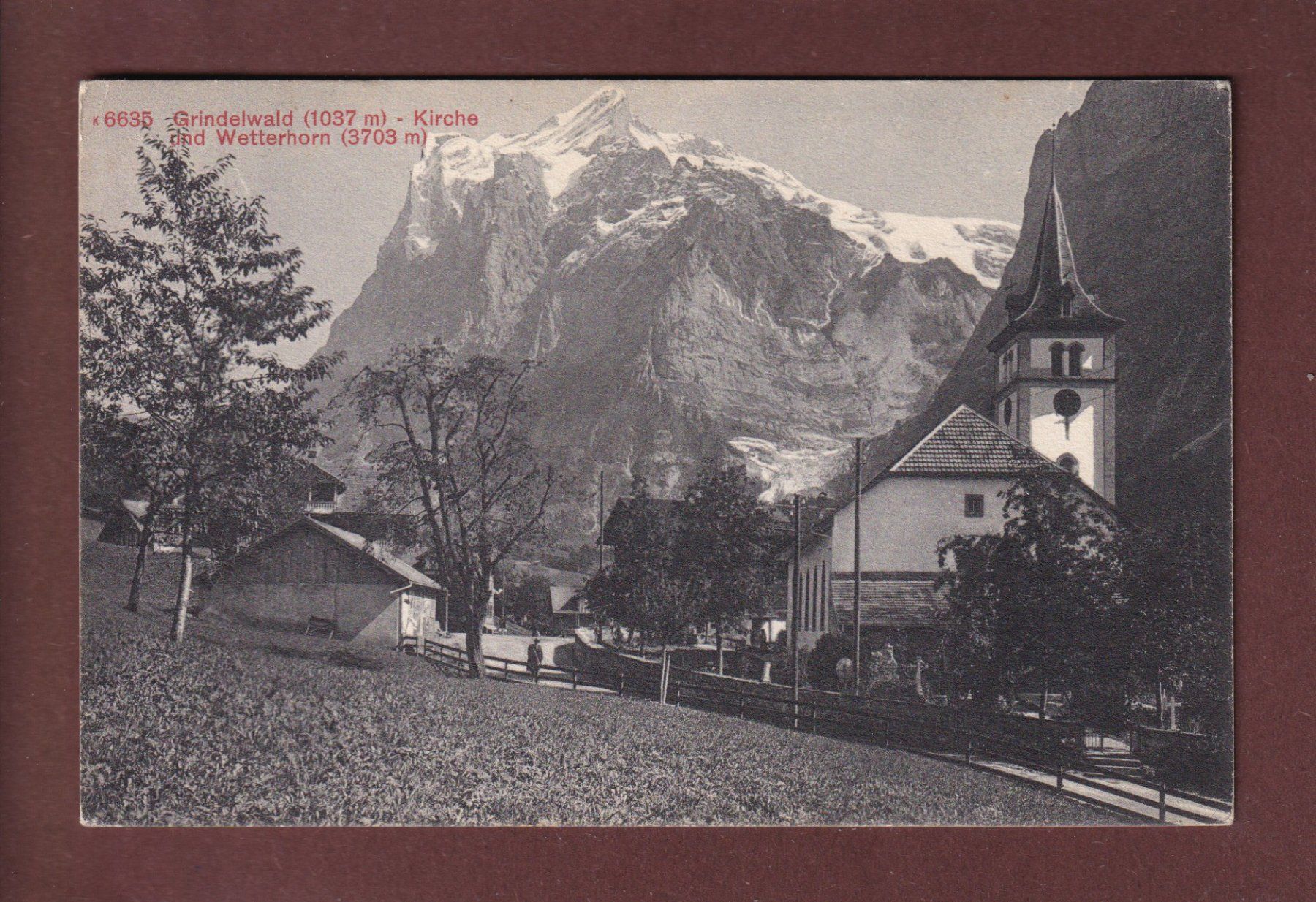 Cartoline postali: GRINDELWALD - Kirche - Wetterhorn - 1919 – Usato da Pully venduto da nicecards