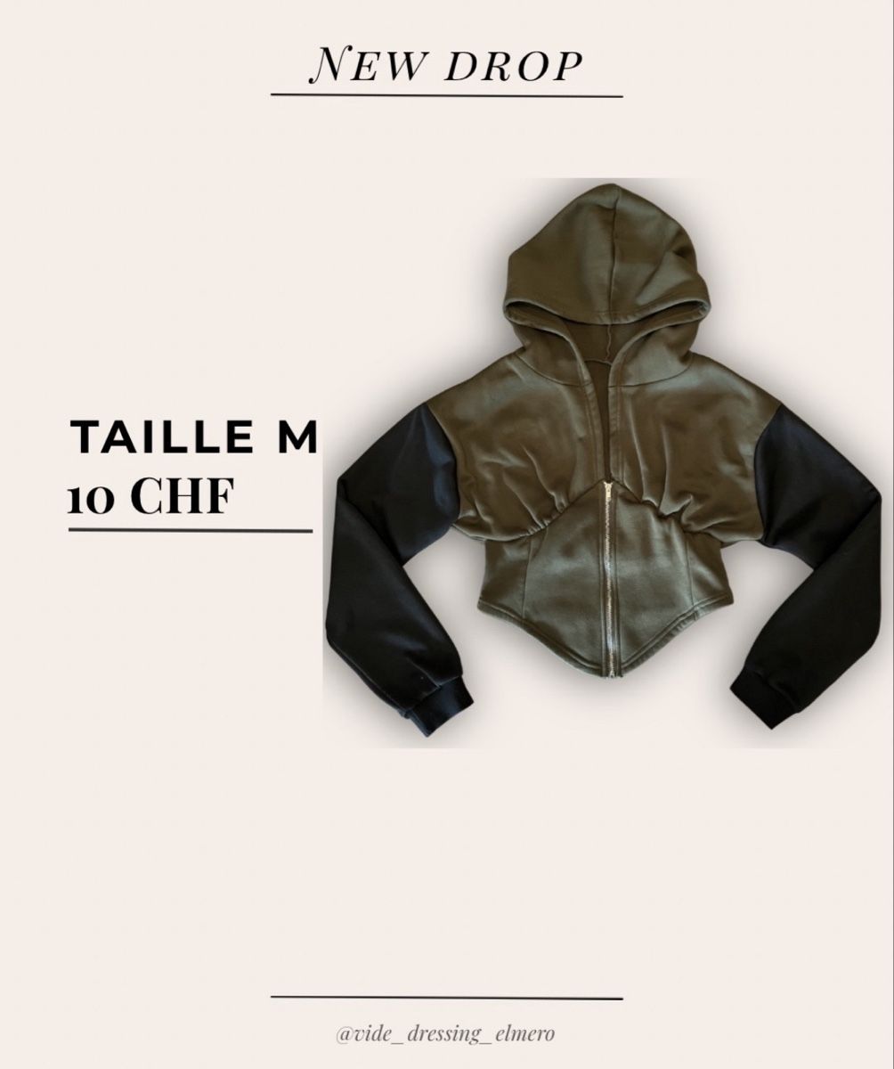 Jacken: Veste courte à capuche, kaki et noire – Neu (gemäss Beschreibung) aus Massonnens von Rebelle88