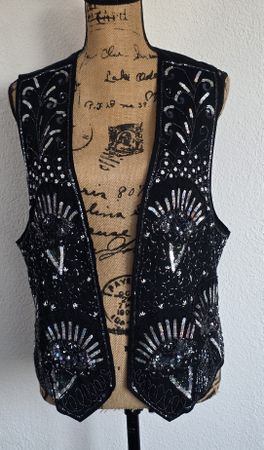 Schwarze Pailletten Weste - Grösse 38/40 - Top Zustand!