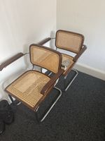 Freischwinger Rattan Chrom Holz Armlehnen Set defekt