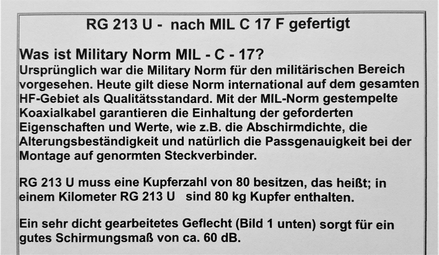 Radiocomunicazione: *****  7.5 m câble coax RG-213 - neuf – Nuovo e nell'imballaggio originale da Villaz-St-Pierre venduto da Ubid 2