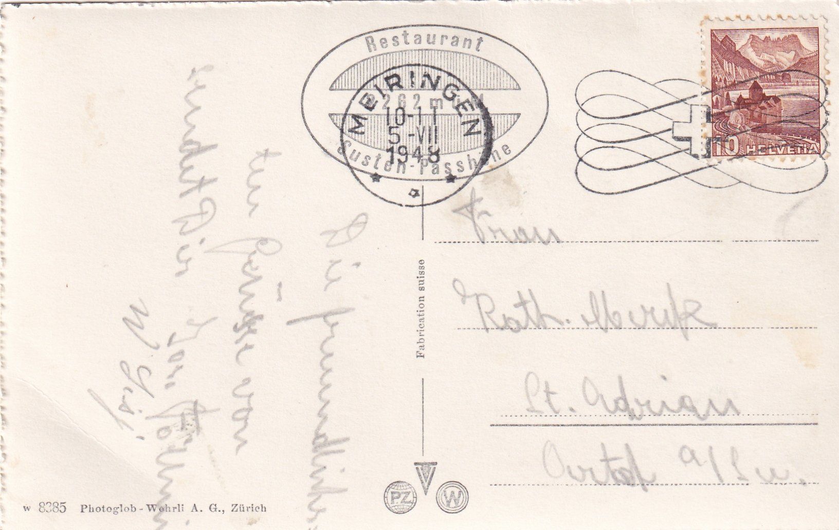 Ansichtskarten: Sustenpasshöhe /ay – Gebraucht aus Hombrechtikon von Rudolf07 1