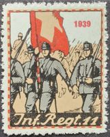 Soldatenmarke 2.WK, Inf Rgt 11, grün, Aufdr rot, Wi Inf 136
