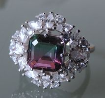 Silber 925 Fingerring mit bi-color und weissen Zirkonias