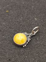 Art Deko 925er Silber Anhänger mit Natur Honig Bernstein Top