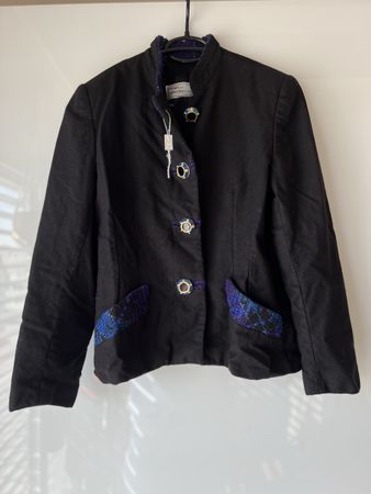 Schwarze Vintage Jacke von Nemil, Gr. 38 40 Wolle