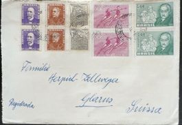 Brasilien 1956 Einschreibebrief nach Glarus Schweiz 10 Marke