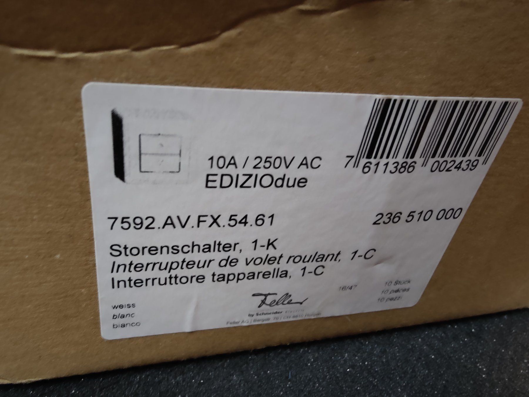 Feller Schalter: Feller EDIZIOduo AP 1K – Neu und originalverpackt aus Luzern von preisguenstig24 1