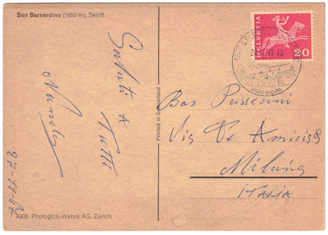 Cartoline postali: San Bernardino - Skilift – Usato da Binningen venduto da Mountainrider 1