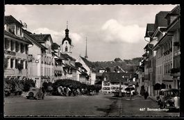 AK Beromünster, Straßenpartie mit Kirchtürmen