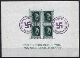 Deutsches Reich 1937 Briefmarkenblock gest. 1938