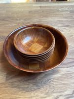 Set Ciotole Legno Intrecciato 6+1 Pezzi