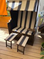 Strandkorb blau/weiss inkl. Schutzhülle