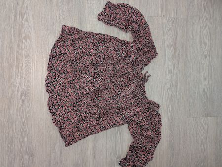 Damen Bluse Blumenmuster Schwarz Rosa Grösse S