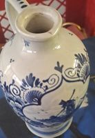 Kanne blau-weiss Keramik gemustert H 17 cm