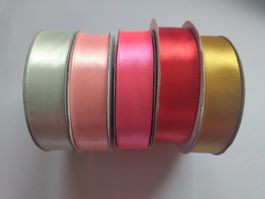 6 Rollen Satinband 18mm x 25m Neu Farben mix Set 2
