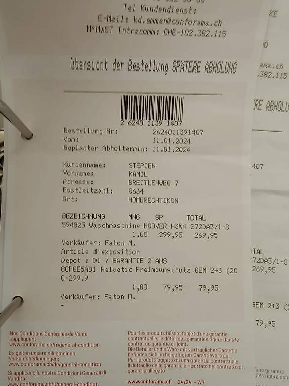 Hoover Waschmaschinen: Waschmaschine Hoover+ Waschküchenmöbel – Gebraucht aus Hombrechtikon von kami667 4