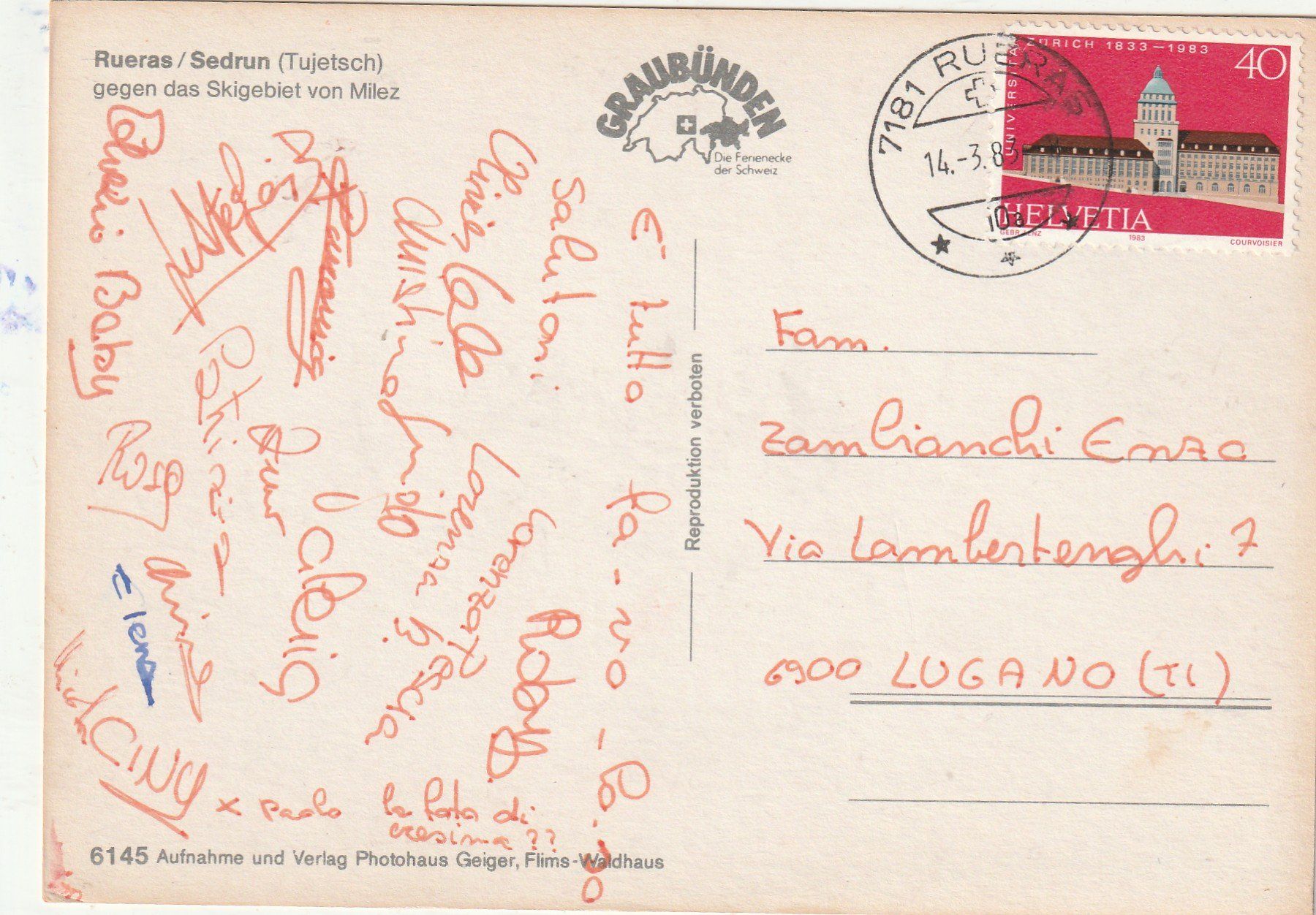 Cartes postales: Rueras Winter – D'occasion à Lumbrein par made02 1
