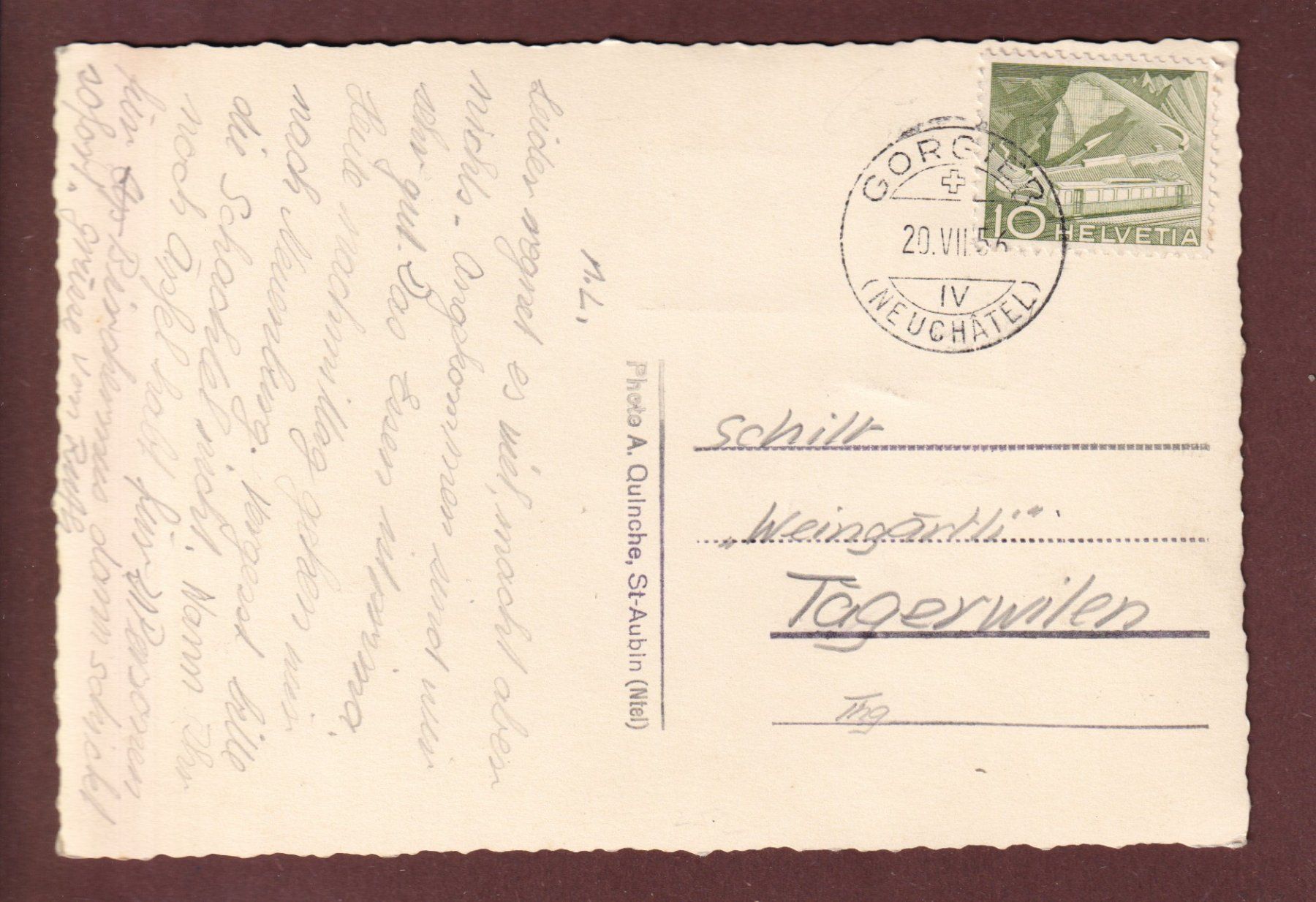 Cartoline postali: Photo - GORGIER - Château - 1956 – Usato da Pully venduto da nicecards 1