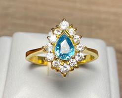Blauer Zirkon (Cambodia) Ring 💎✨  925 Silber vergoldet S114