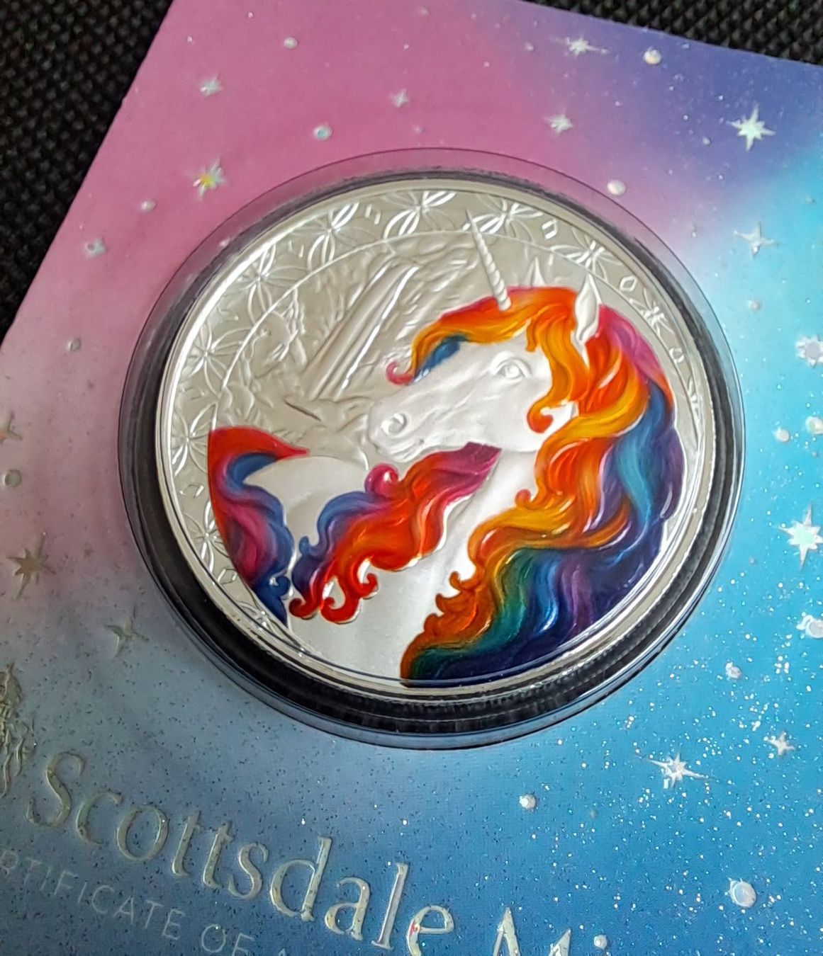 Tutti le monete: 1 OZ Silber 2025 Unicorn Einhorn Blossom – Nuovo e nell'imballaggio originale da Weinfelden venduto da shopping-island