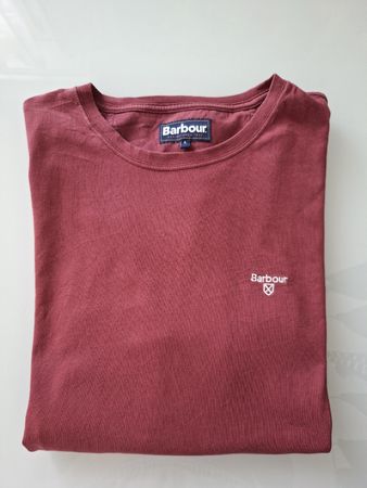 T-shirt Barbour bordeaux, taille L, parfait pour l'été!