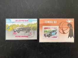 Korea + Laos  old Cars 2x Miniblock  **+gest.  (A592)