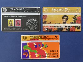 3 alte PTT Taxcards / Telefonkarten, gebraucht Vintage 