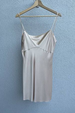 Zara Studio Satin Slip Dress Nude Beige XS/S