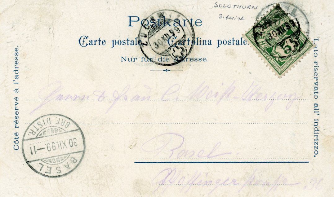Ansichtskarten: Bleichenberg  SO   bei Zuchwil       um 1899 – Gebraucht aus Brig von Valcards54 1