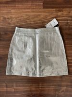 silberner ZARA Leder-Rock, Size M