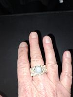 Silber Ring mit einem Mondstein, 925 Silber, Grösse 1,8 cm