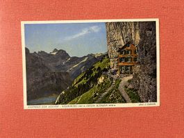 Postkarte Gasthaus Aescher Wildkirchli gegen Altmann 1933