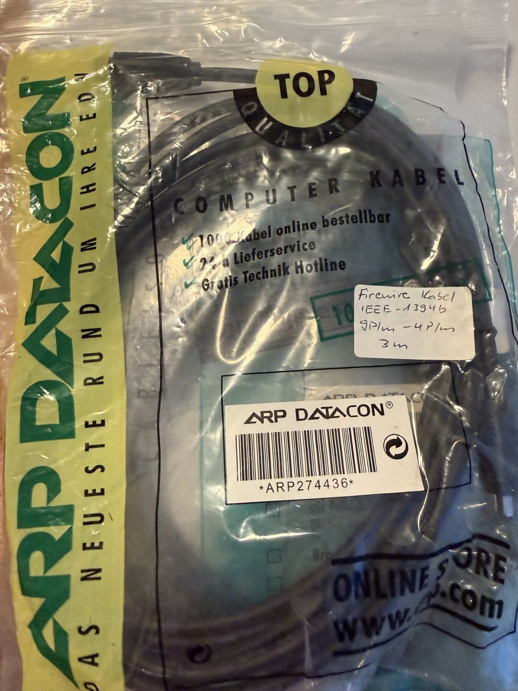 Kabel: 5 x FireWire Kabel ARP Datacon 3m – Neu (gemäss Beschreibung) aus Fällanden von Roli12 2
