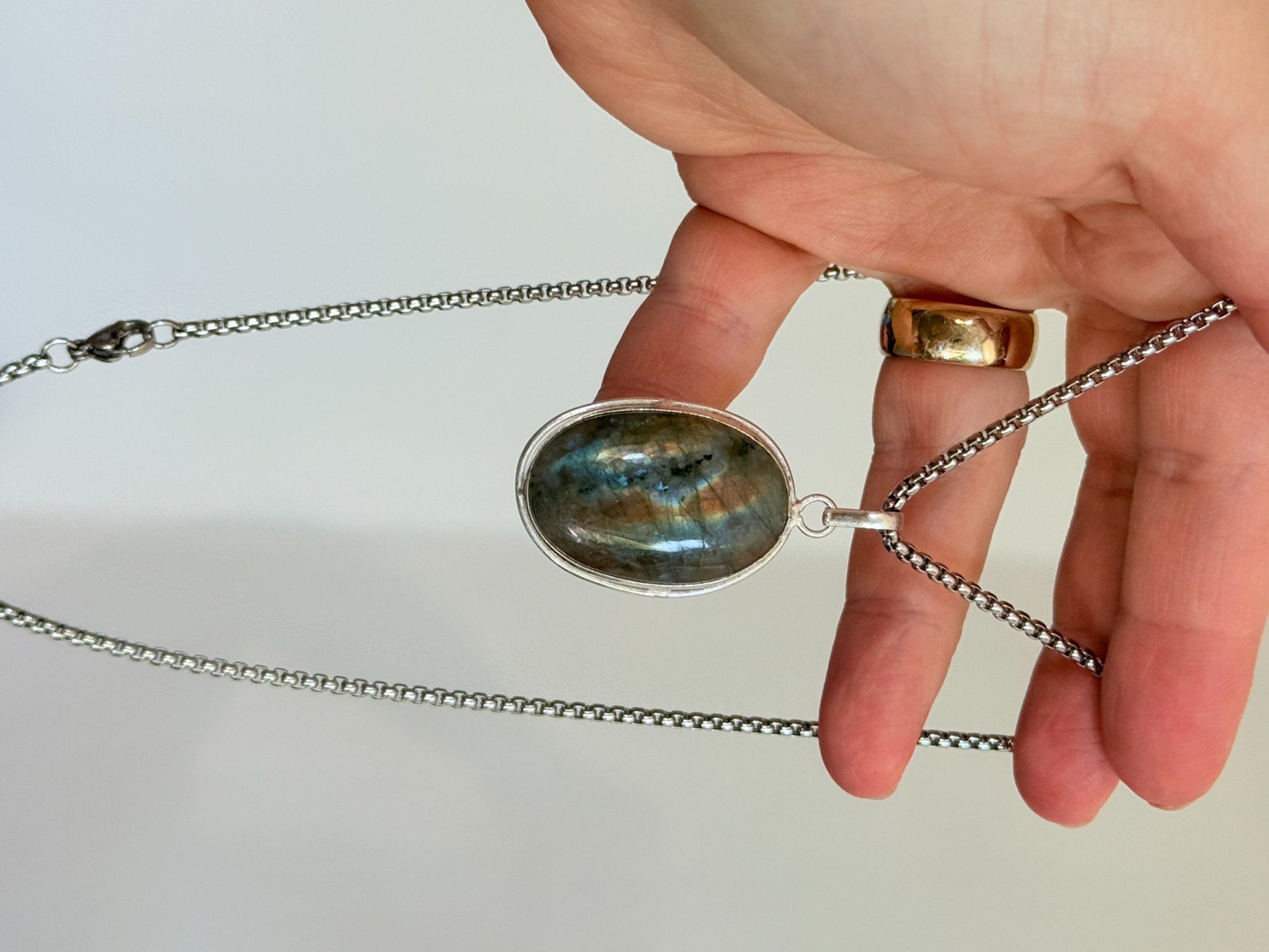 Catenine: Collier vintage avec pierre de Labradorite véritable✨ – Nuovo e nell'imballaggio originale da Genève venduto da AWWA 2